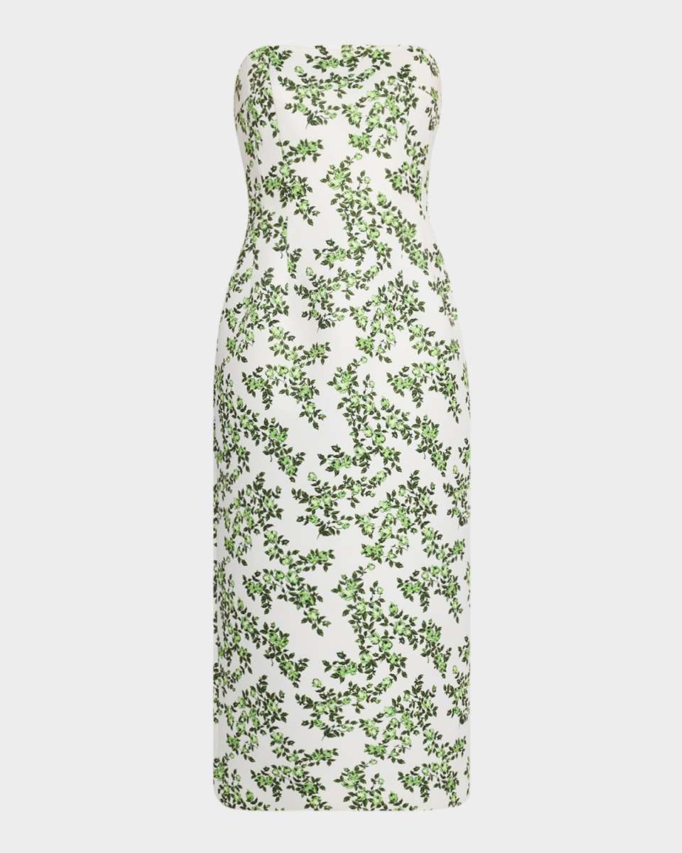 Leila Strapless Floral-Print Midi Dress
